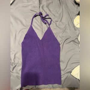 purple knit halter top